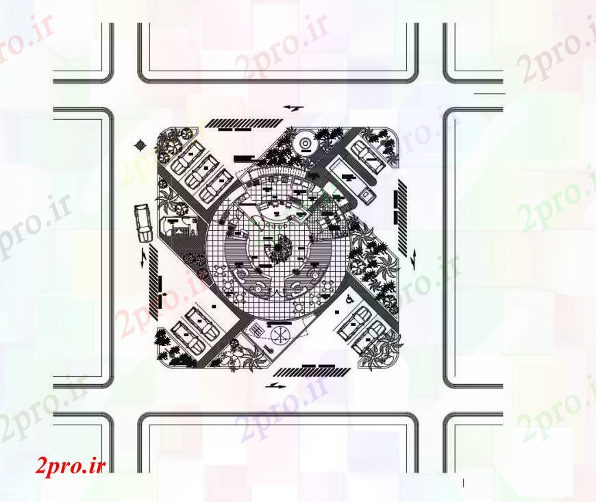 دانلود نقشه هتل - رستوران - اقامتگاه رستوران برای اولین بار طرحی طبقه 31 در 31 متر (کد111603)