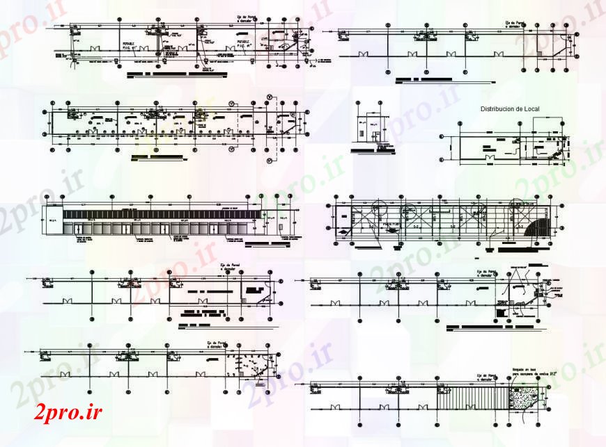 دانلود نقشه ساختمان اداری - تجاری - صنعتی نما ساختمان تجاری و طرحی با جزئیات ساختار در خودکار 4 در 47 متر (کد111613)