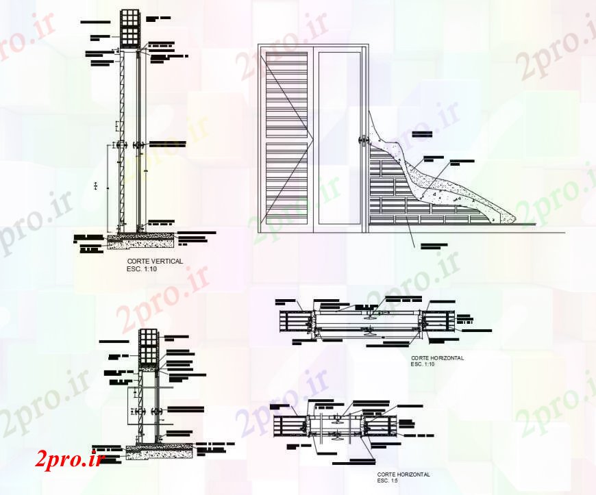 دانلود نقشه جزئیات طراحی در و پنجره  پنجره نما طرحی و بخش دیدگاه  (کد111614)