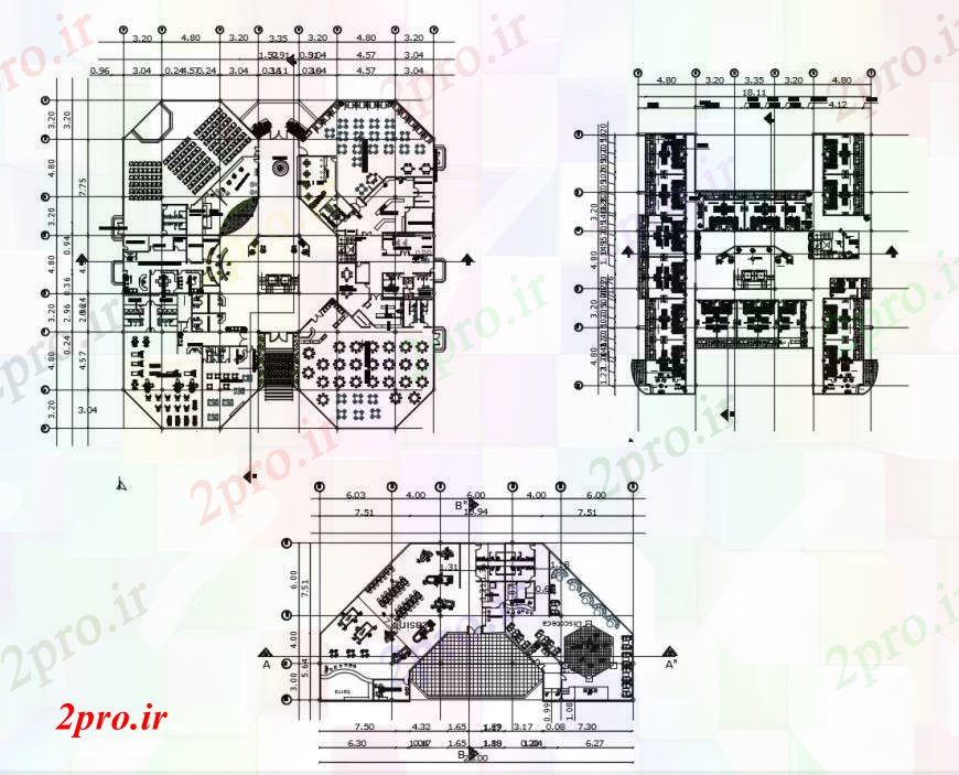 دانلود نقشه هتل - رستوران - اقامتگاه کازینو و طرحی طبقه دیسکو هتلی را در های خودکار 8 در 25 متر (کد111621)