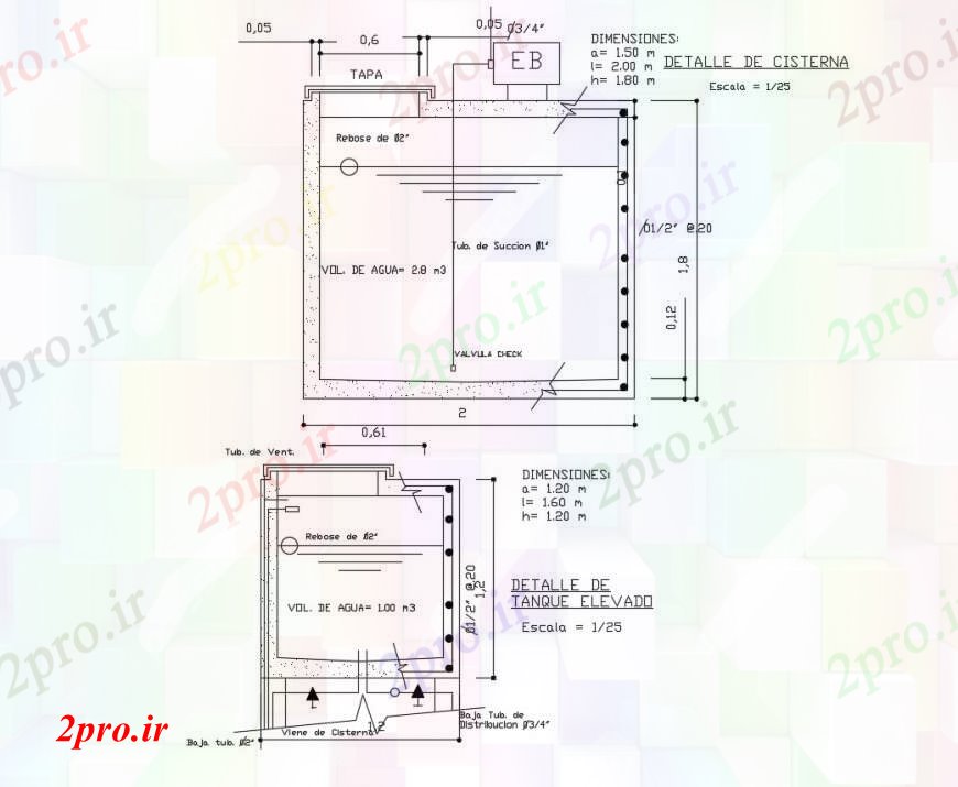 دانلود نقشه جزئیات ساخت و ساز  ساخت و ساز مخزن با جزئیات آن در   خودکار (کد111638)