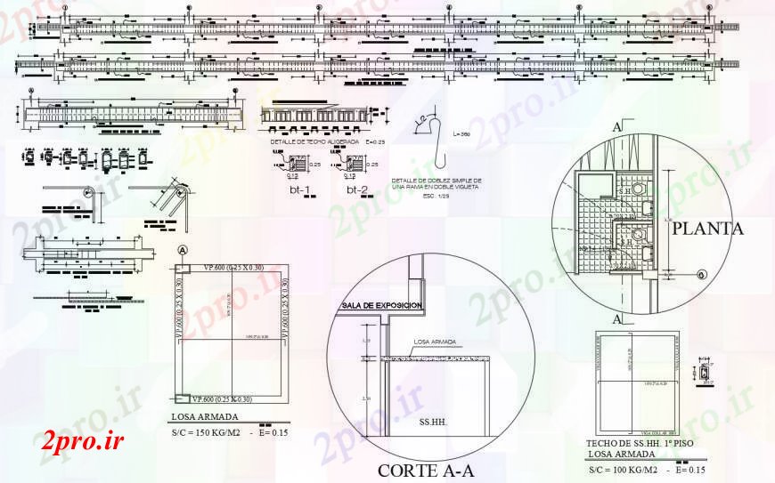 دانلود نقشه جزئیات ستون پرتو ستون و منطقه سقف جزئیات از ساخت و ساز در   خودکار (کد111649)