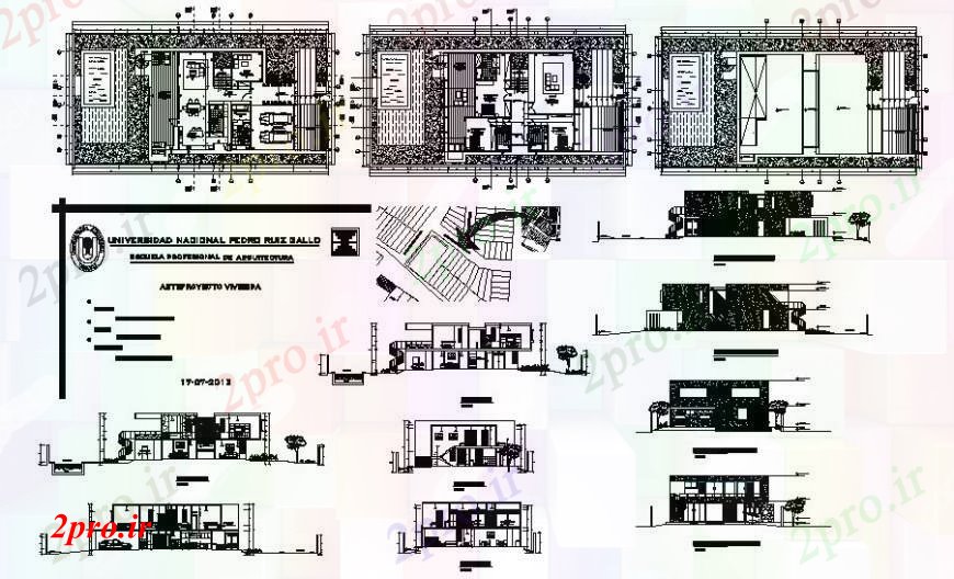 دانلود نقشه مسکونی ، ویلایی ، آپارتمان بخش و کار نمای طرحی دو بعدی خانه 15 در 19 متر (کد111677)