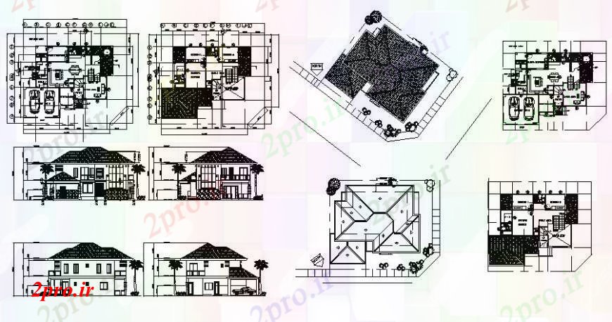 دانلود نقشه مسکونی  ، ویلایی ، آپارتمان  نما و کار طرحی از طراحی های خانه دو بعدی    اتوکد (کد111678)