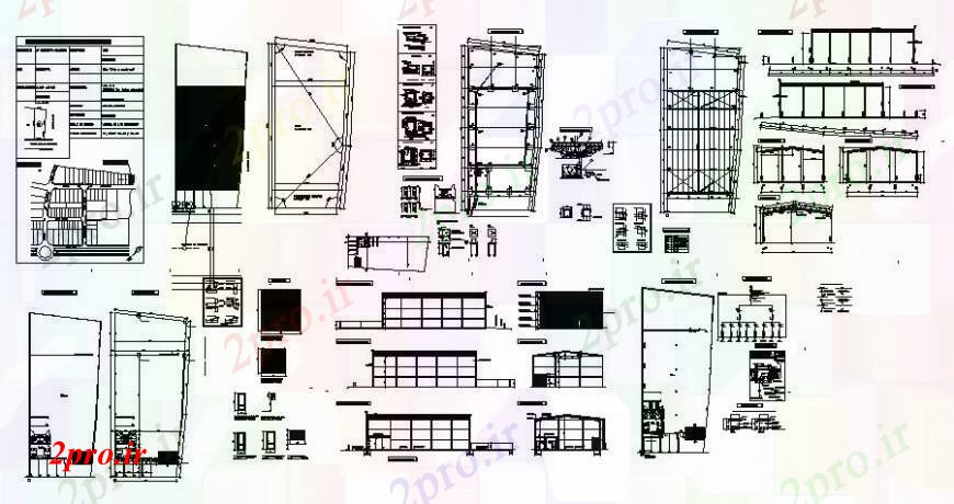 دانلود نقشه کارخانه صنعتی  ، کارگاه ساختمان طراحی جزئیات نما طرحی و بخش  (کد111682)