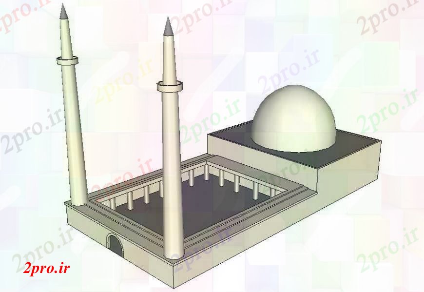 دانلود نقشه کلیسا - معبد - مکان مذهبی طراحی ساختمان مسجد مسلمانانتریدی  طرحی تا (کد111696)