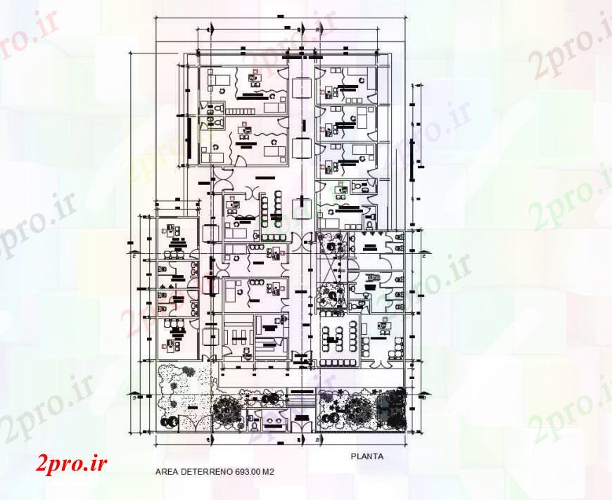 دانلود نقشه بیمارستان - درمانگاه - کلینیک طرحی کلی بیمارستان 21 در 31 متر (کد111709)