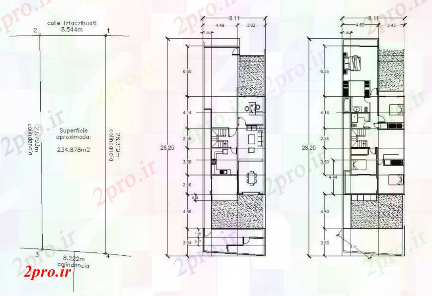 دانلود نقشه مسکونی ، ویلایی ، آپارتمان فورت در طرحی طبقه خانه در خودکار 8 در 28 متر (کد111720)