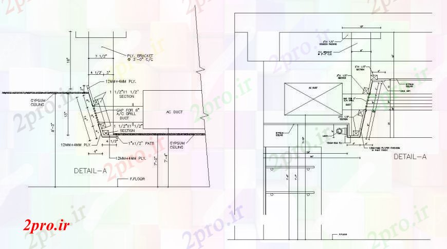 دانلود نقشه جزئیات ساخت و ساز سقف گچ با مساحت طبقه با جزئیات ساخت و ساز  (کد111729)