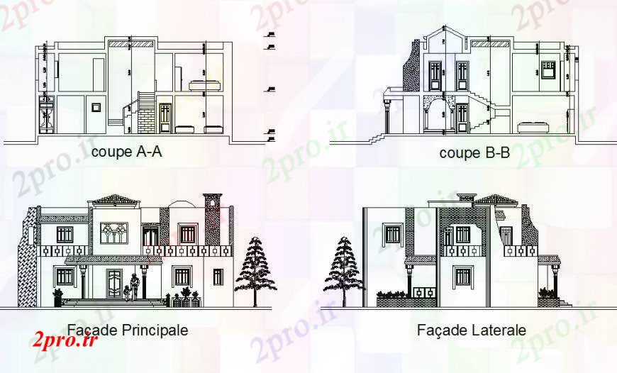 دانلود نقشه مسکونی  ، ویلایی ، آپارتمان  نما و بخش از خانه های ویلایی در   خودرو (کد111764)