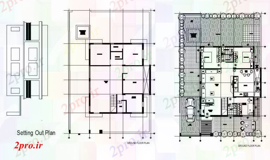 دانلود نقشه مسکونی  ، ویلایی ، آپارتمان  طرحی طبقه همکف از خانه های ویلایی در   خودرو (کد111765)