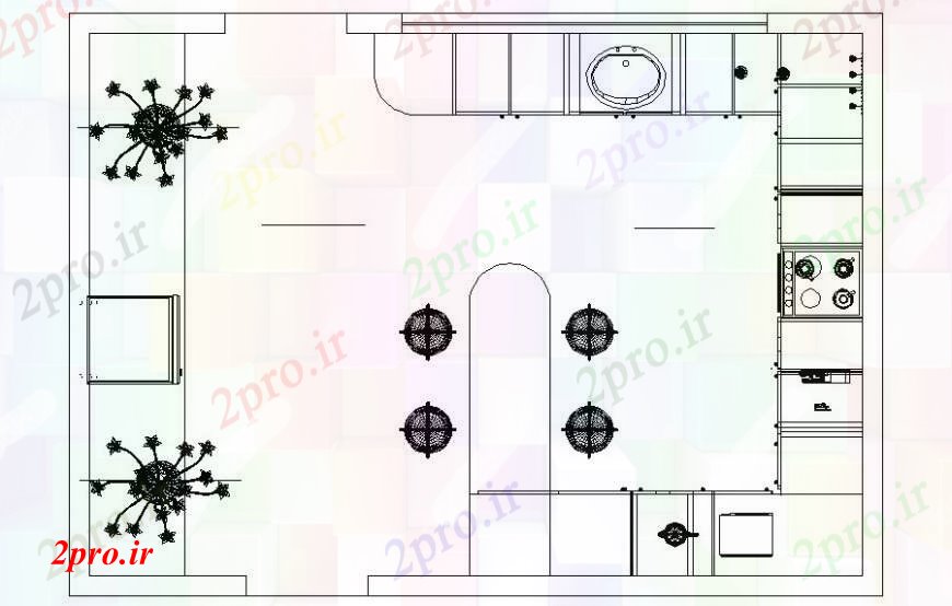 دانلود نقشه جزئیات طراحی ساخت آشپزخانه آشپزخانه با محل غذاخوری جزئیات طراحی طرحی  دو بعدی   (کد111766)