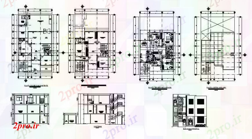 دانلود نقشه مسکونی  ، ویلایی ، آپارتمان  سه دان خانههای ویلایی مسکونی جزئیات طراحی طرحی نما و بخش (کد111771)