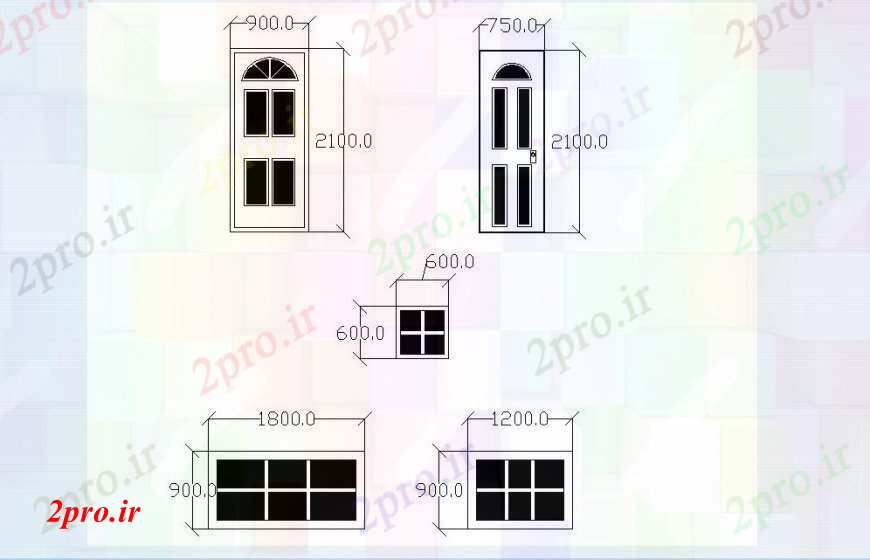 دانلود نقشه جزئیات طراحی در و پنجره درب و پنجره بلوک های مختلف در خودکار 8 در 13 متر (کد111828)