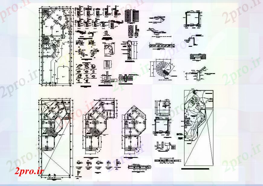 دانلود نقشه مسکونی  ، ویلایی ، آپارتمان  طرحی طبقه خانه و جزئیات لازم از خانه در   خودکار (کد111834)