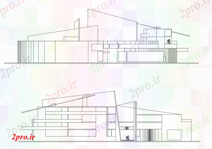 دانلود نقشه ساختمان دولتی ، سازمانی نما مرکز فرهنگی در خودکار 49 در 70 متر (کد111865)