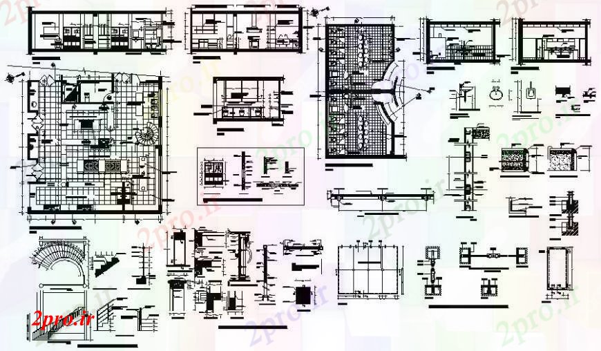 دانلود نقشه حمام مستر آشپزخانه و طراحی منطقه توالت بهداشتی طرحی  دو بعدی   (کد111896)