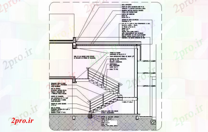 دانلود نقشه جزئیات پله و راه پله   راه پله جزئیات ساخت و ساز طراحی  دو بعدی   (کد111924)
