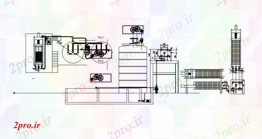 دانلود نقشه جزئیات طراحی تسویه خانهتصفیه آب و مخزن با دیگر واحدهای لوله کشی جزئیات  (کد111935)