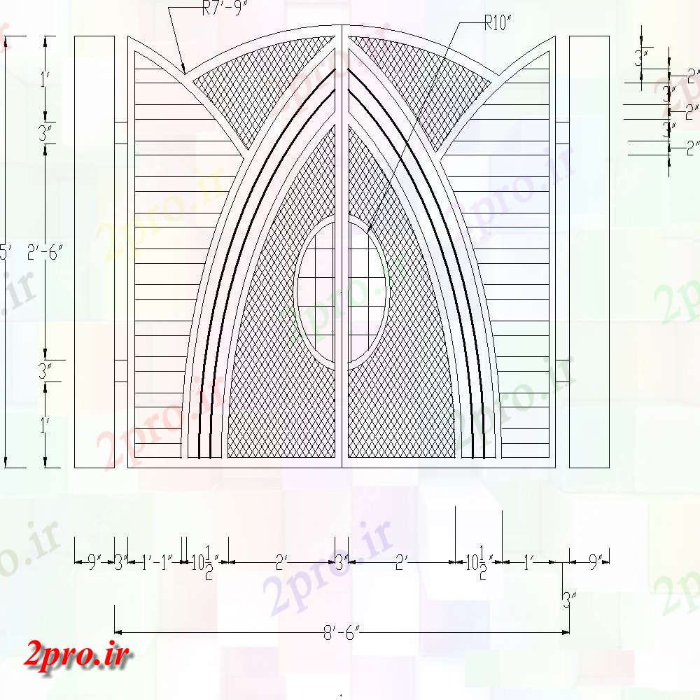 دانلود نقشه جزئیات طراحی در و پنجره  طراح شهرستان نما دروازه (کد111961)