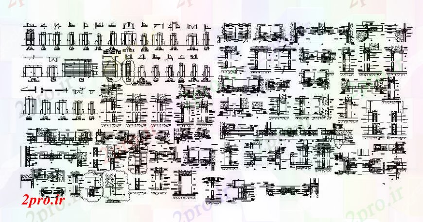 دانلود نقشه جزئیات طراحی در و پنجره  درب واحد طراحی با جزئیات بخش دو بعدی    (کد111969)