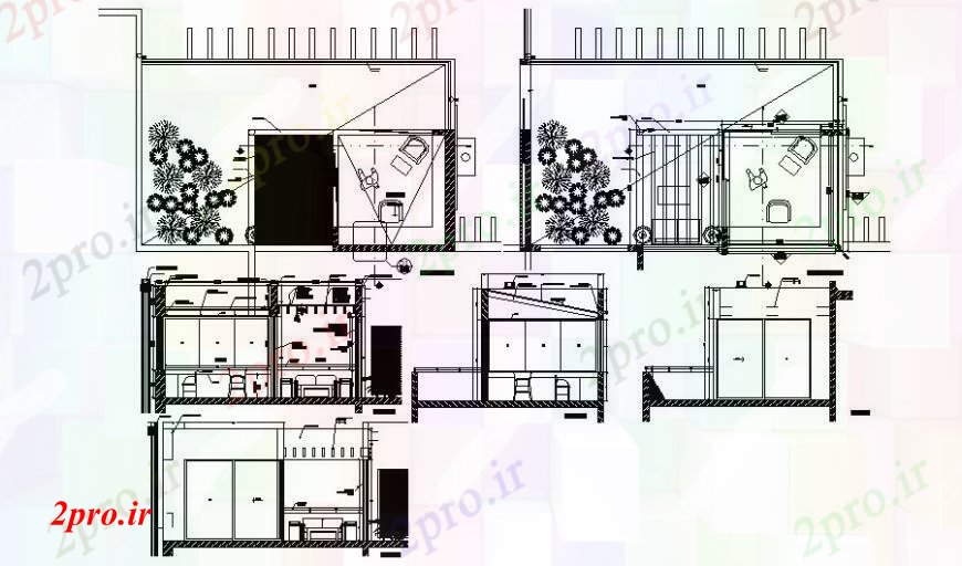 دانلود نقشه جزئیات ساخت و ساز طرحی سقف و نما طراحی نمای دو بعدی 4 در 7 متر (کد111974)