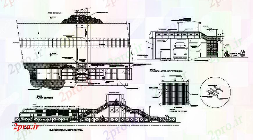 دانلود نقشه جزئیات ساخت پل پا بر ساختار پل سایبان  دو بعدی   (کد112007)