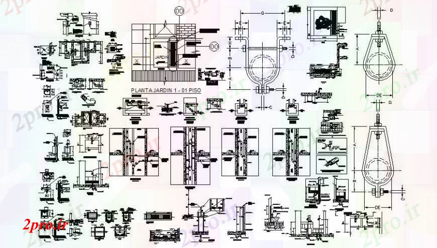 دانلود نقشه بلوک های مکانیکی ماشین آلات واحد طراحی جزئیات  دو بعدی   (کد112008)