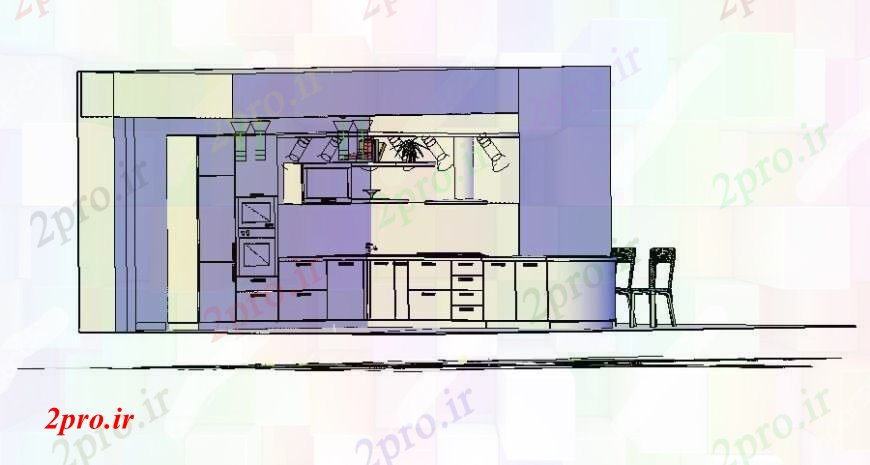 دانلود نقشه جزئیات طراحی ساخت آشپزخانه آشپزخانه سایبان جزئیات  دو بعدی   نما اتوکد (کد112016)
