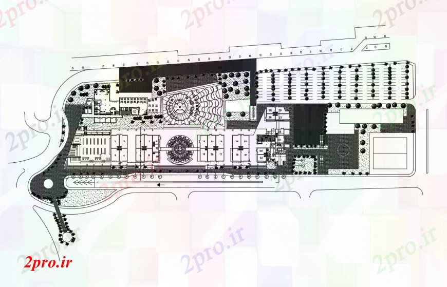 دانلود نقشه فرودگاه طرحی کلی فرودگاه در اتوکد 77 در 200 متر (کد112034)