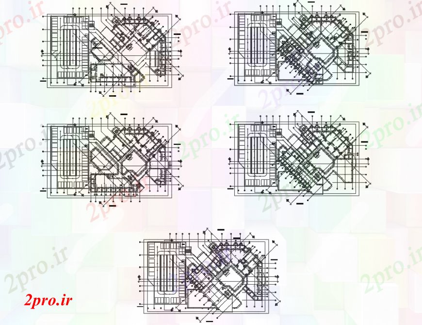 دانلود نقشه جزئیات ساخت و ساز طرحی ساختمانی با نمای ساخت و ساز در خودکار 60 در 69 متر (کد112045)