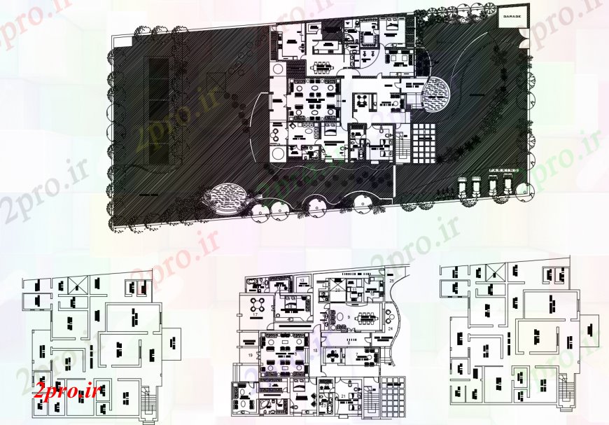 دانلود نقشه هتل - رستوران - اقامتگاه طرحی جایگزین طبقه هتل در خودکار 21 در 22 متر (کد112064)