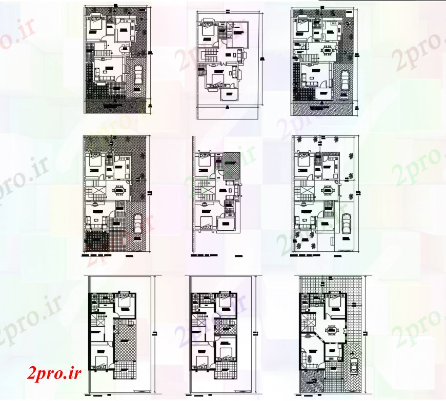 دانلود نقشه مسکونی  ، ویلایی ، آپارتمان  طرحی طبقه با طرحی سقف خانه های ویلایی  (کد112073)