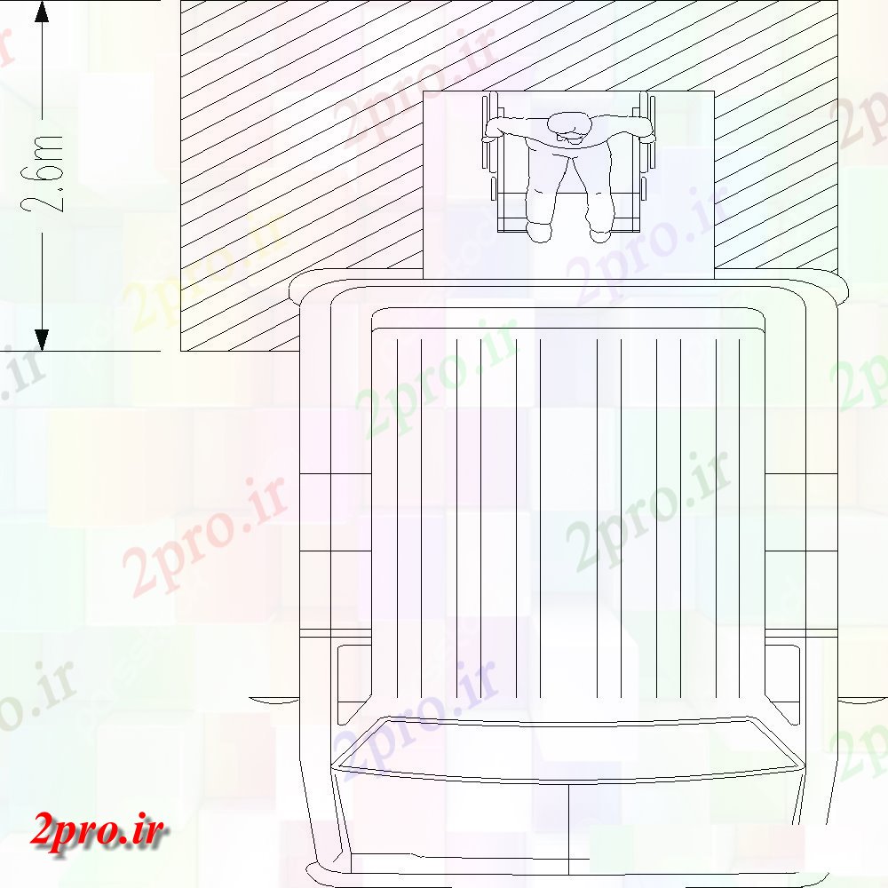 دانلود نقشه بلوک وسایل نقلیه آمبولانس با مساحت دسترسی در بلوک از وسیله نقلیه   (کد112077)