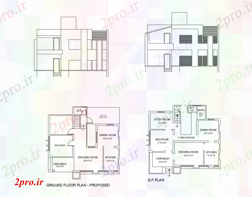 دانلود نقشه مسکونی  ، ویلایی ، آپارتمان  طرحی طبقه همکف با نما خانه به   خودکار (کد112092)