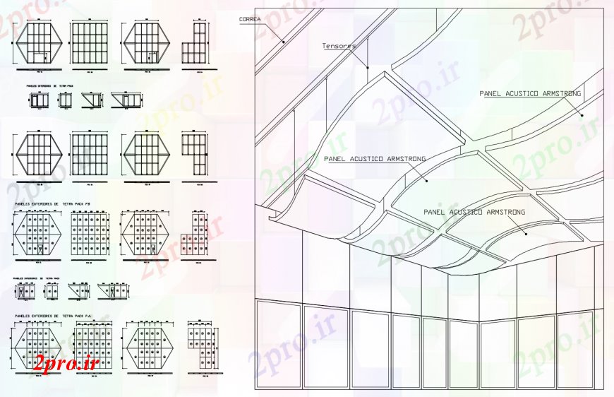 دانلود نقشه قالب اسکلت فلزی ساختار طرحی های مختلف از پنل و منطقه حمایت خود را در خودکار 14 در 27 متر (کد112114)