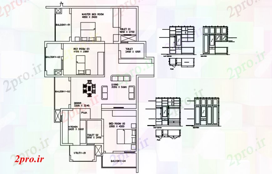 دانلود نقشه مسکونی  ، ویلایی ، آپارتمان  طرحی خانه با جزئیات از درب در   خودکار (کد112135)