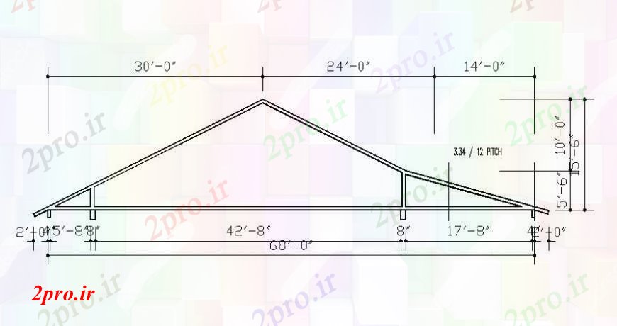 دانلود نقشه جزئیات ساخت و ساز سقف طراحی  خرپا  جزئیات اتوکد دو بعدی  تی  (کد112173)