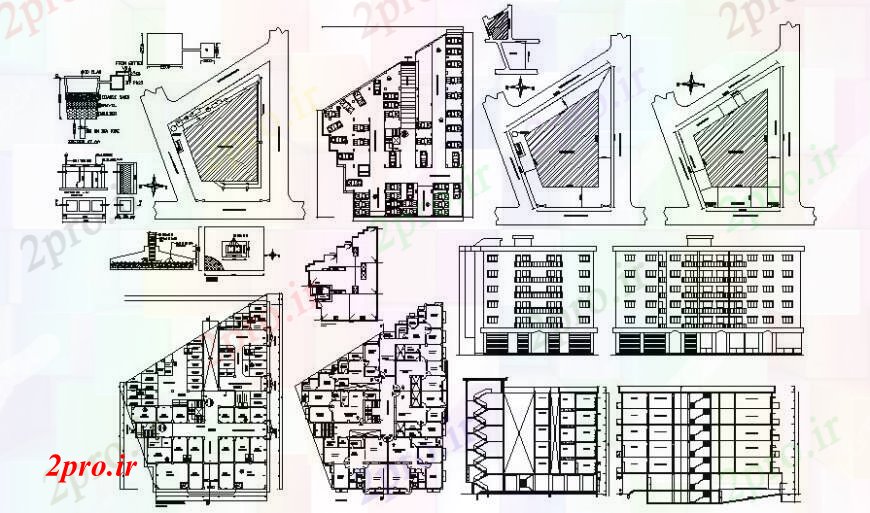 دانلود نقشه جزئیات ساخت و ساز دیوار و ساختار سقف جزئیات مقطعی 28 در 38 متر (کد112198)