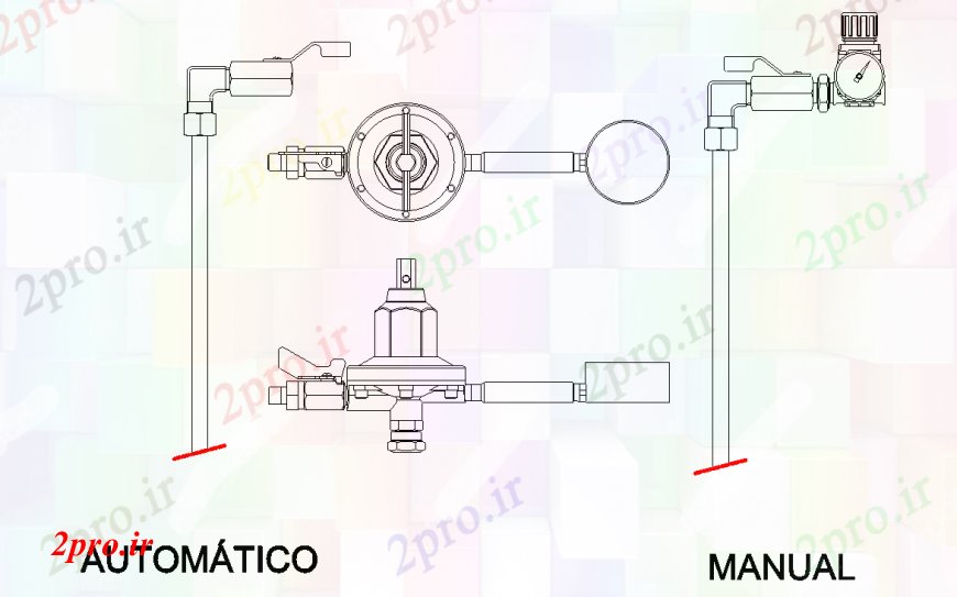 دانلود نقشه جزئیات لوله کشی روش دستی و اتوماتیک شیر بخش و طراحی (کد112271)