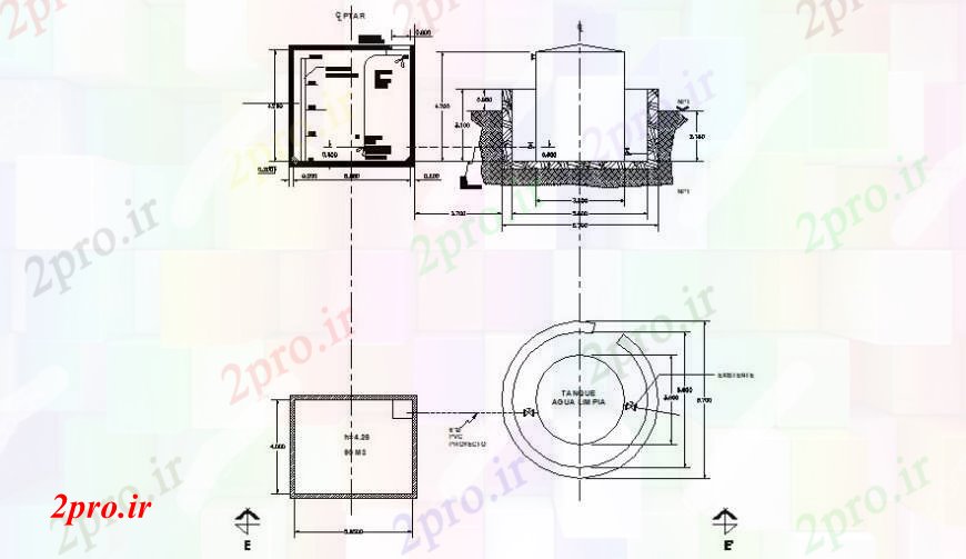 دانلود نقشه جزئیات لوله کشی مخزن آب جزئیات ساخت و ساز برنامه ریزی نما و بخش  (کد112280)
