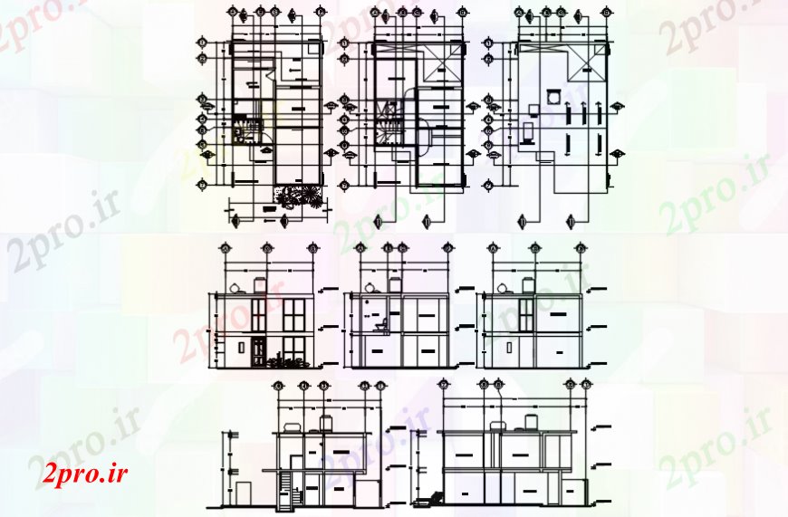 دانلود نقشه مسکونی ، ویلایی ، آپارتمان طرحی طبقه مسکن و نما در خودکار 6 در 10 متر (کد112282)