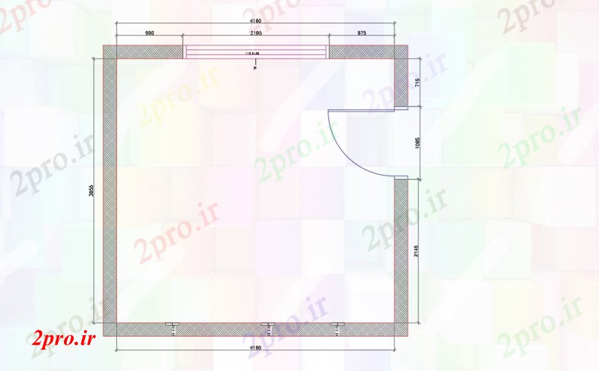دانلود نقشه مسکونی ، ویلایی ، آپارتمان اتاق ساده طراحی طرحی دراز کردن 4 در 4 متر (کد112284)