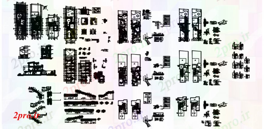 دانلود نقشه مسکونی ، ویلایی ، آپارتمان خانه های ویلایی طرحی های طبقه در خودرو 6 در 17 متر (کد112290)