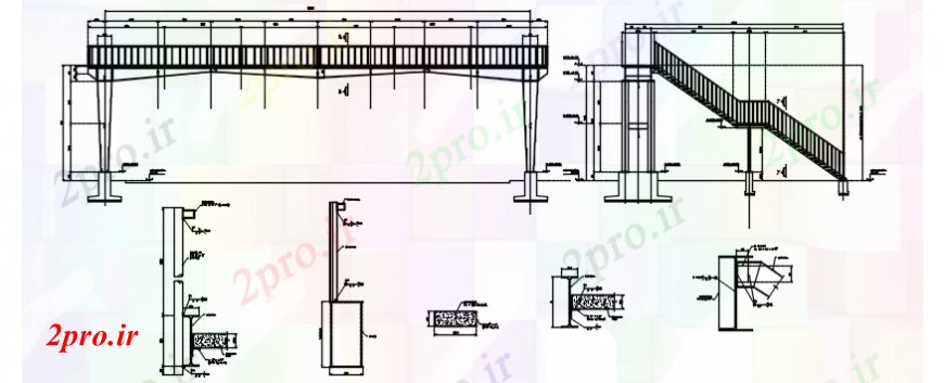 دانلود نقشه طراحی جزئیات ساختار نرده های پله و پشتیبانی  ساختار در   خودکار (کد112325)