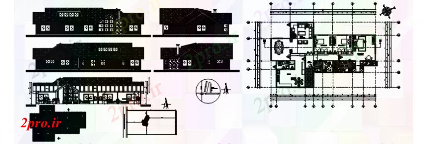 دانلود نقشه مسکونی  ، ویلایی ، آپارتمان  طرحی طبقه ویلا و نما در   خودکار (کد112336)