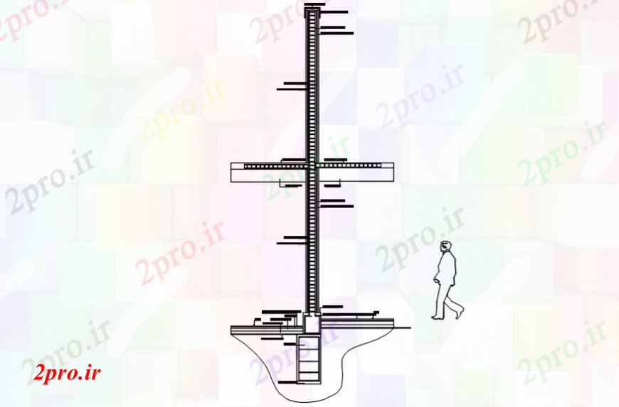 دانلود نقشه جزئیات ساخت و ساز  طبقه و ستون ساخت و ساز در نما آن از   خودکار (کد112349)