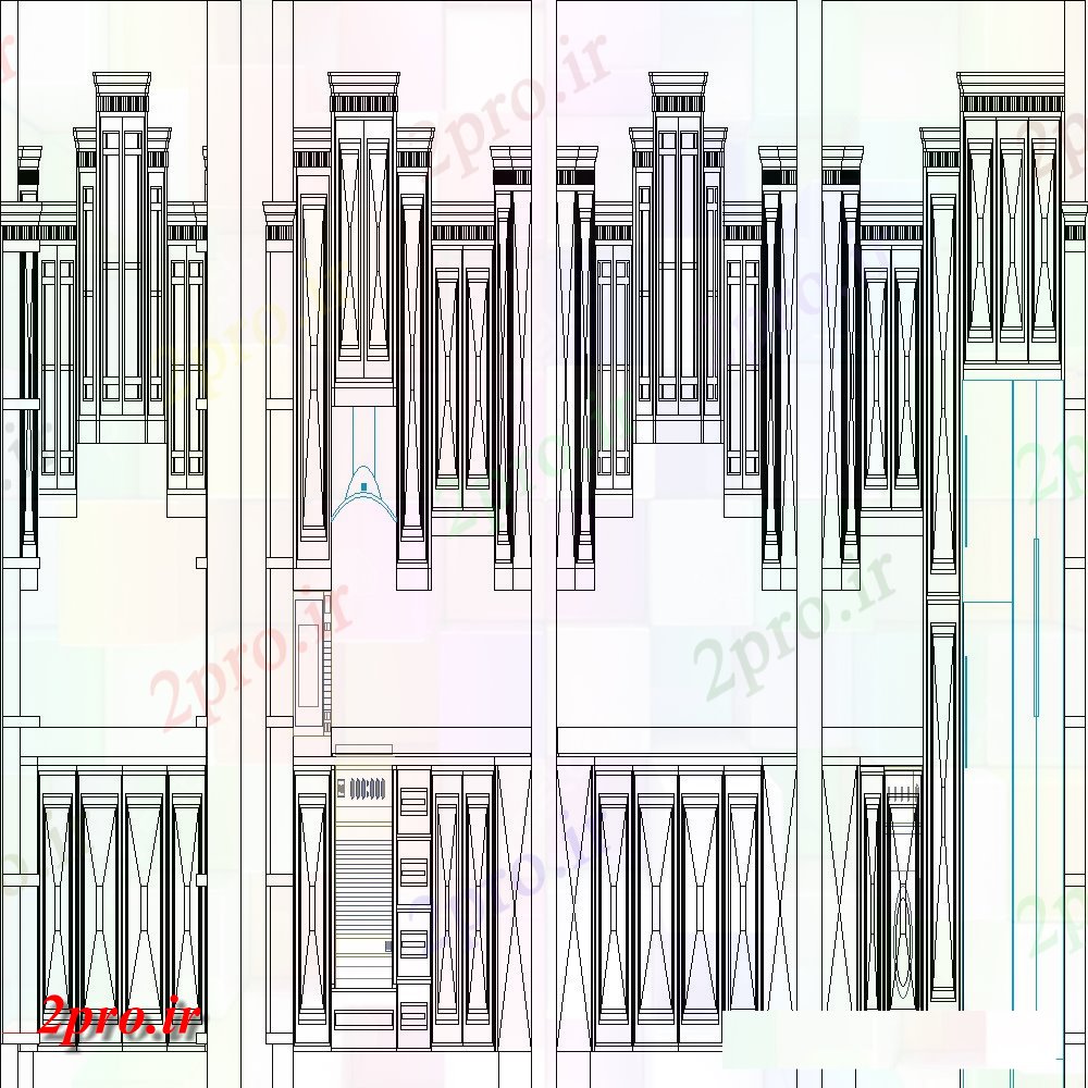 دانلود نقشه آشپزخانه نما آشپزخانه دیدگاه های مختلف در   خودکار (کد112365)