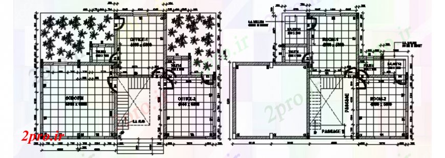 دانلود نقشه ساختمان اداری - تجاری - صنعتی طرحی طبقه ساختمان شرکت در خودکار 10 در 14 متر (کد112367)