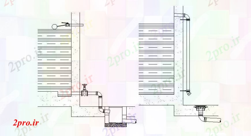 دانلود نقشه جزئیات لوله کشی شیر و لوله کشی جزئیات نقشه  دو بعدی  در   اتوکد (کد112393)